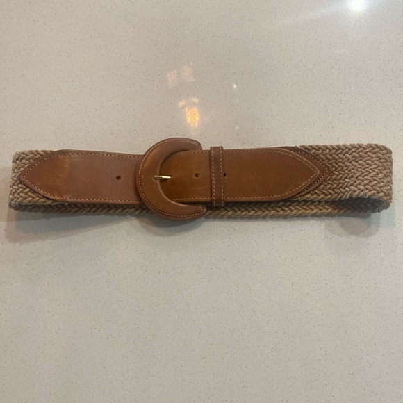 Banana Republic Jute Fabric & Leather Tip Belt Size 28 - Picture 3 of 13